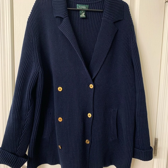 Lauren Ralph Lauren Sweaters - Lauren Ralph Lauren | Navy Blue Knitted Cardigan Sweater Size 2x